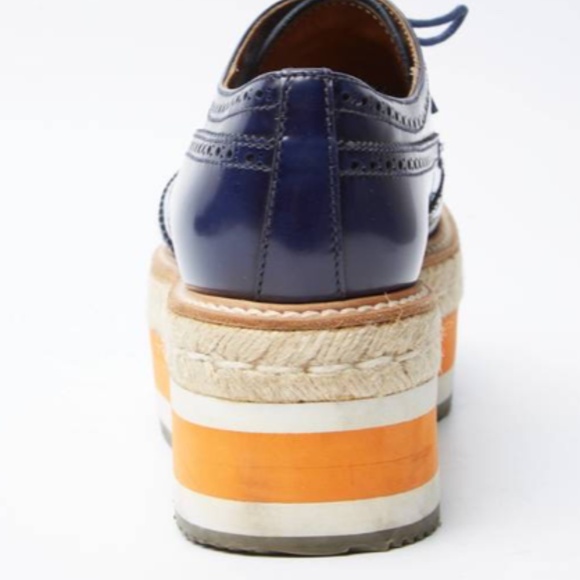 Share Prada Women's Platform Brogue Oxford l Blue l Size EU39 l NIB - Picture 6 of 6